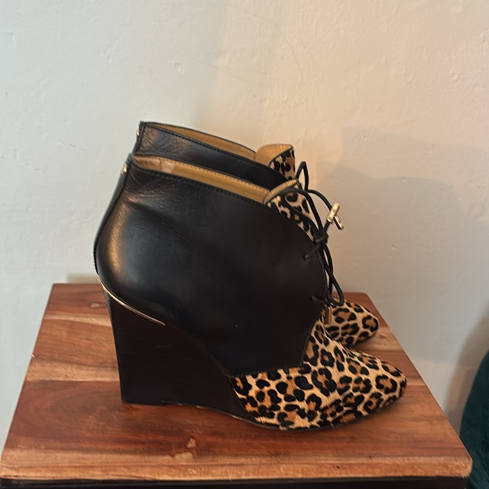 Coach Leopard Print Lace-Up Ankle Boots - Picture 2 of 4